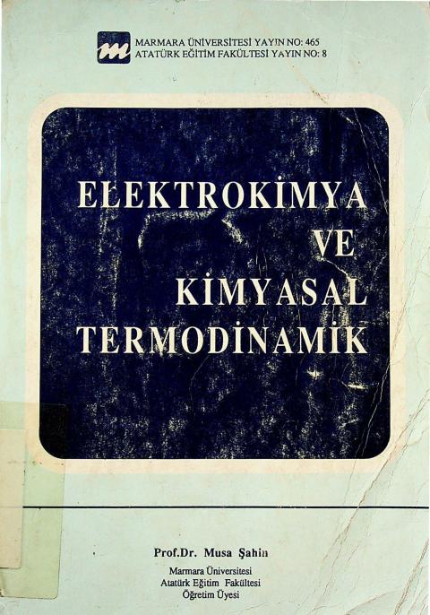 Elektrokimya ve Kimyasal Termodinamik
